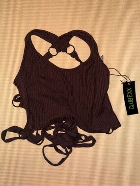 Dolls kill club exx knit buckle tie back tank XL NWT